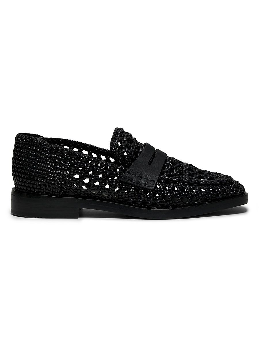 Women's Alexa Macramé Woven Penny Loafers - Black - Size 9
