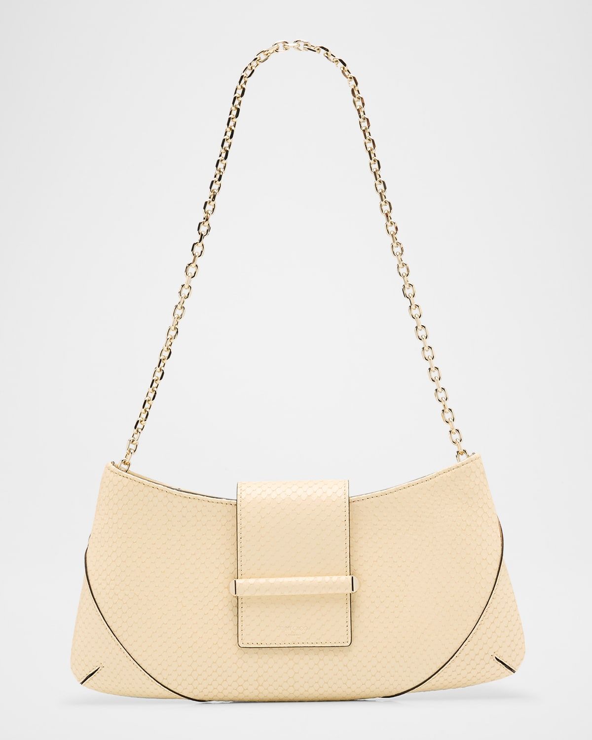 Bar Slim Snake-Embossed Leather Shoulder Bag