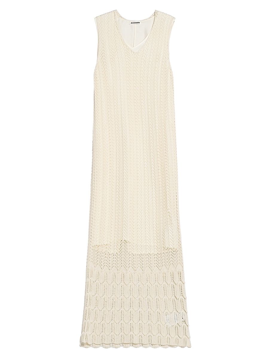 Women's Chevron Knit Cotton Maxi Dress - Eggshell - Size 10