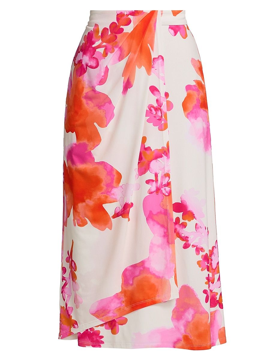 Women's Brielle Floral Midi-Skirt - Sunset Orange Floral - Size XS
