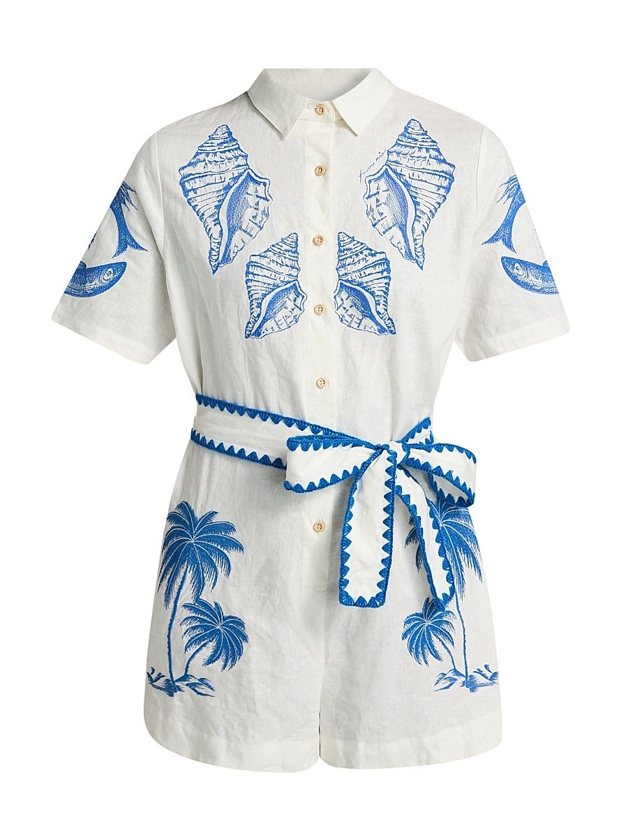Women's Brasil Vintage Embroidered Romper - Off White - Size XL