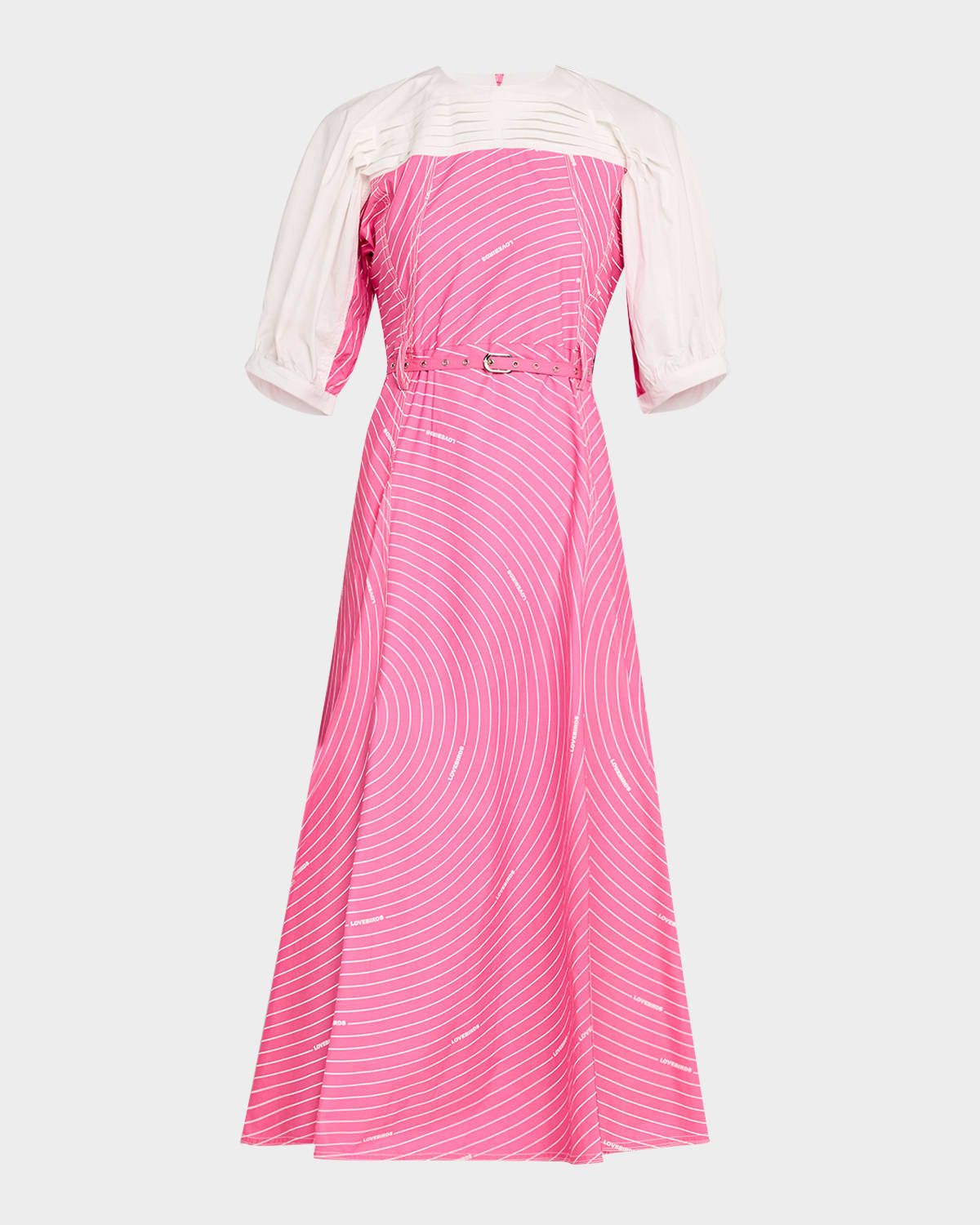 Cassie Colorblock Circular Striped Midi Dress