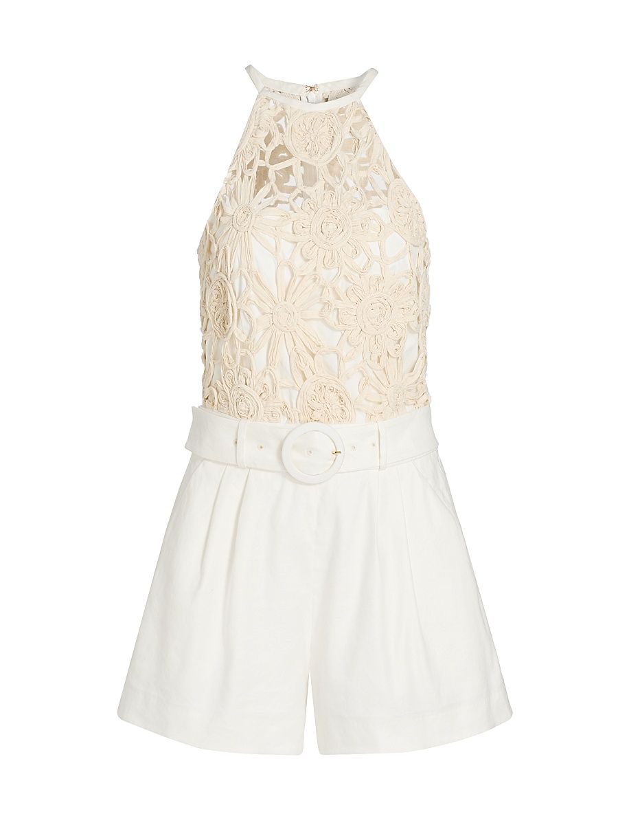 Women's Aubree Textured Romper - Ivory - Size 0