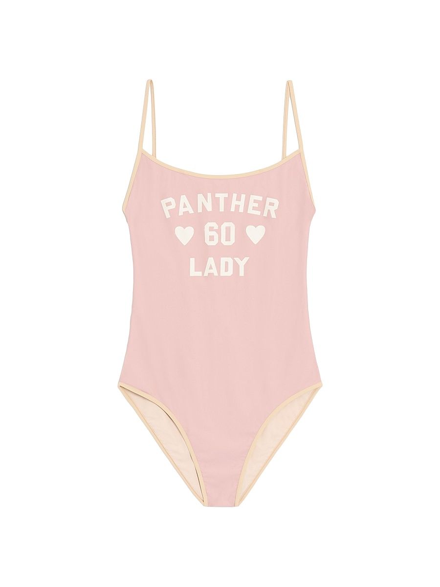 Women's Printed Lycra One-Piece Swimsuit - Pink - Size XS