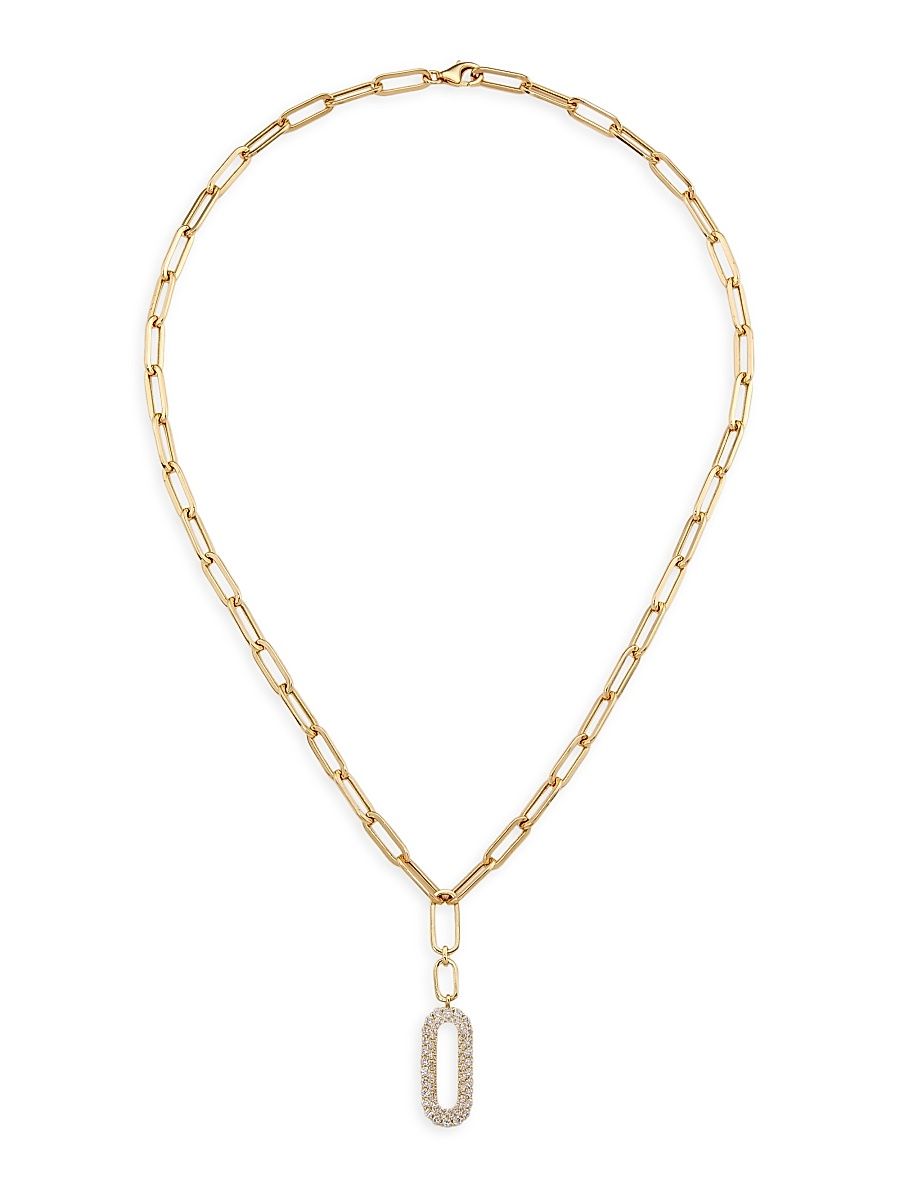 Women's 14K Yellow Gold & 0.92 TCW Diamond Paper Clip Chain Necklace - Gold