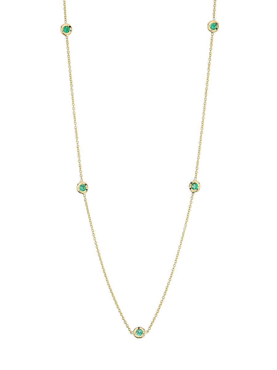 Women's Diamonds By The Inch 18K Yellow Gold & Emerald Station Necklace - Emerald