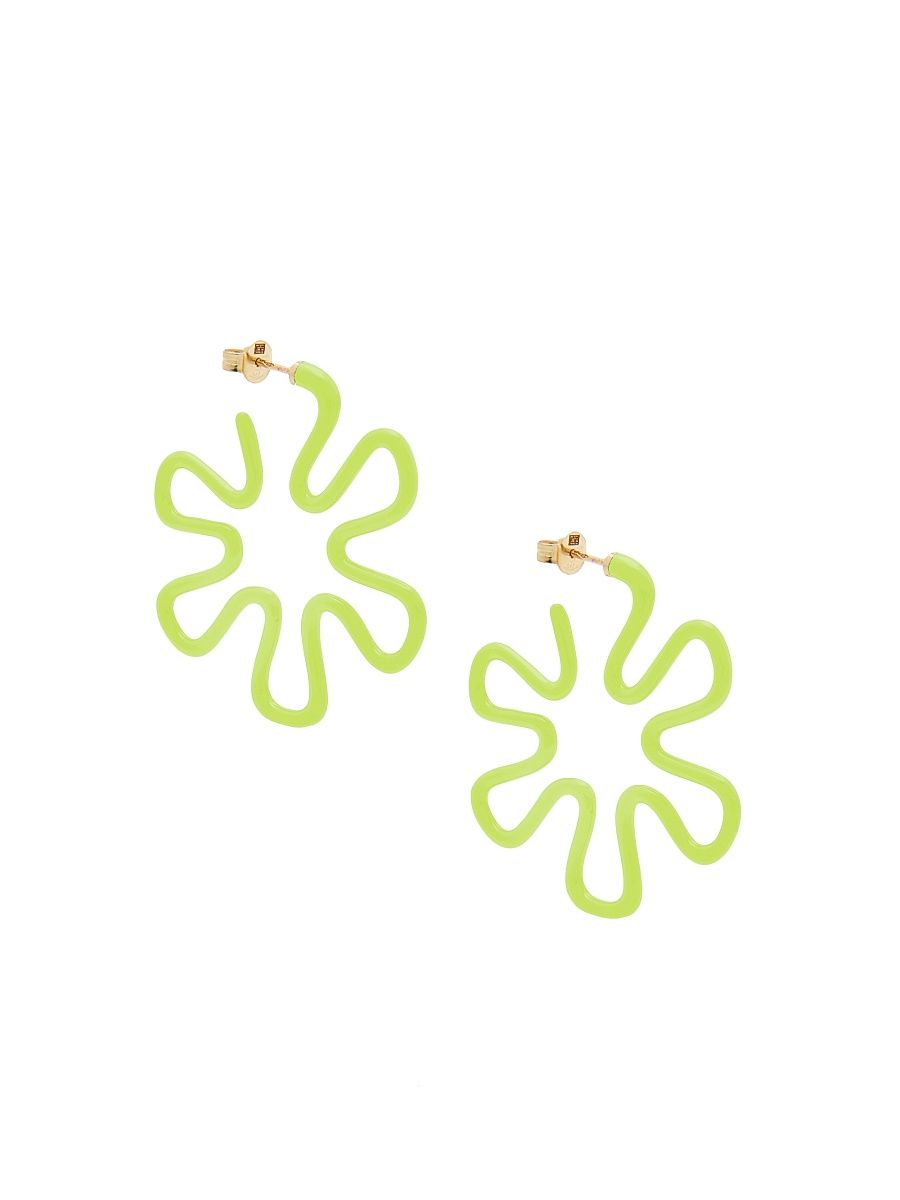 Women's Margherita Goldtone & Enamel Hoop Earrings - Lime Green
