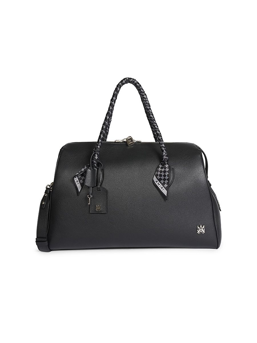 Men's Pebbled Leather Weekender - Black