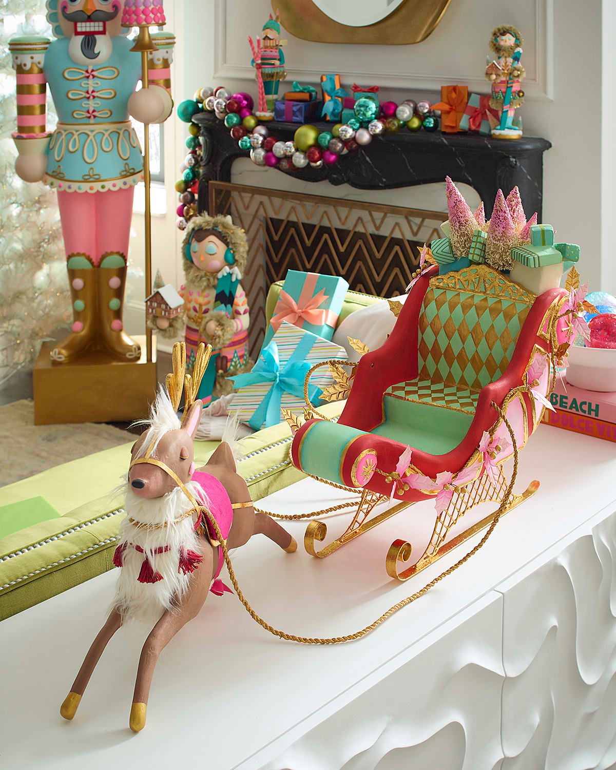 Parisian Sleigh and Reindeer Christmas Decor