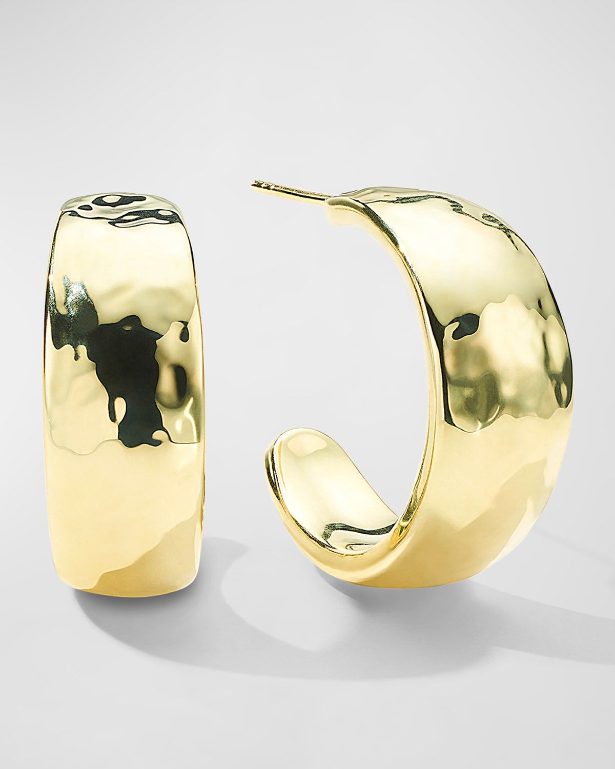 18K Gold Classico Hammered #2 Hoops Earrings