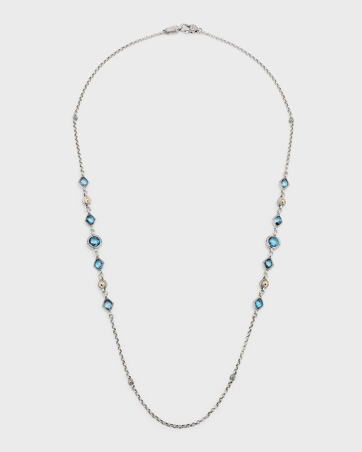 18K Gold and Sterling Silver Blue Spinel Necklace