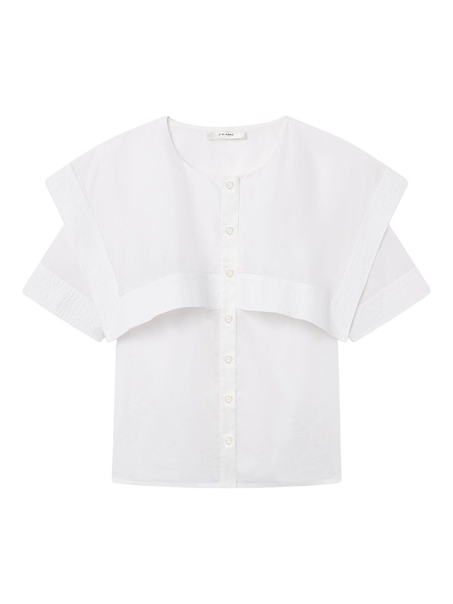 Women's The Sleek Cotton Cape Shirt - White - Size Large