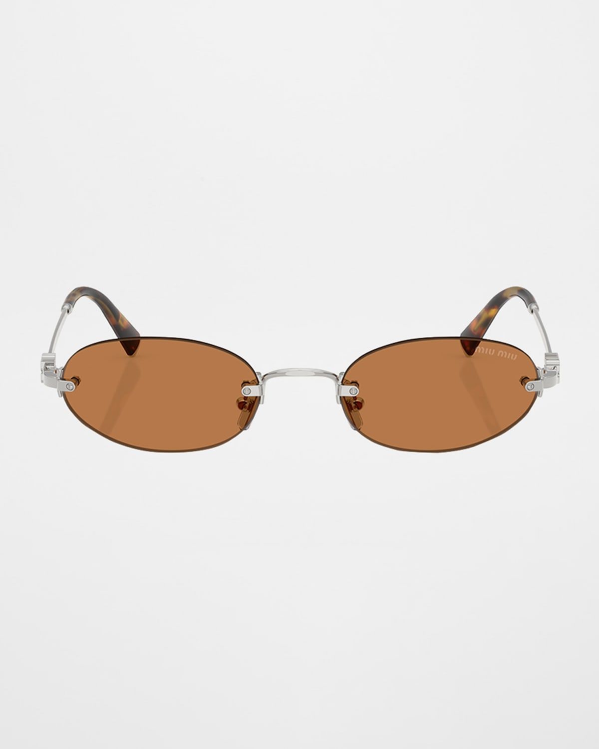 Rimless Metal Oval Sunglasses