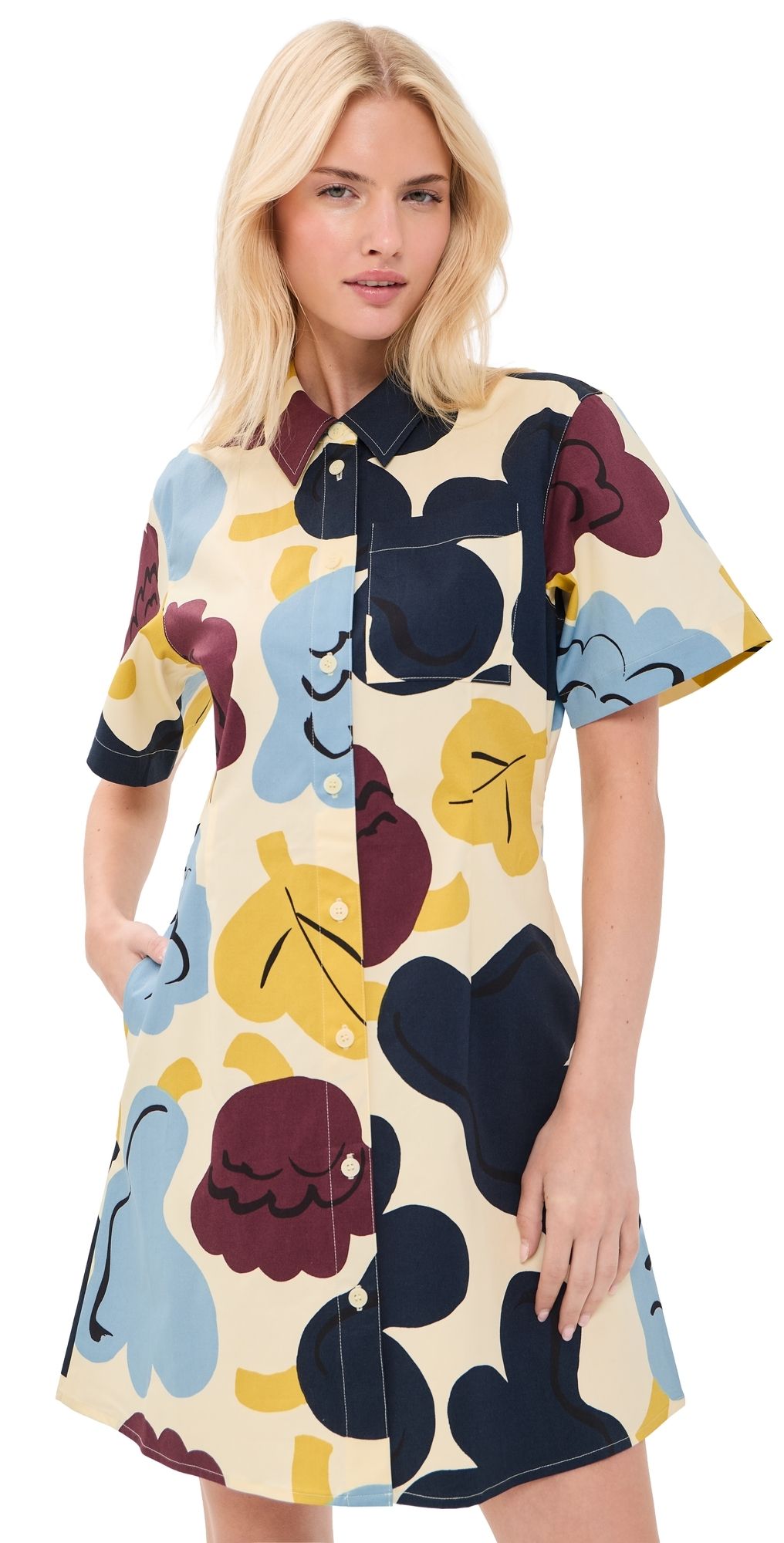 Marimekko Seikkailu Kukasta Kukkaan Mini Dress Light Yellow/Light Blue/Dark Blue 40