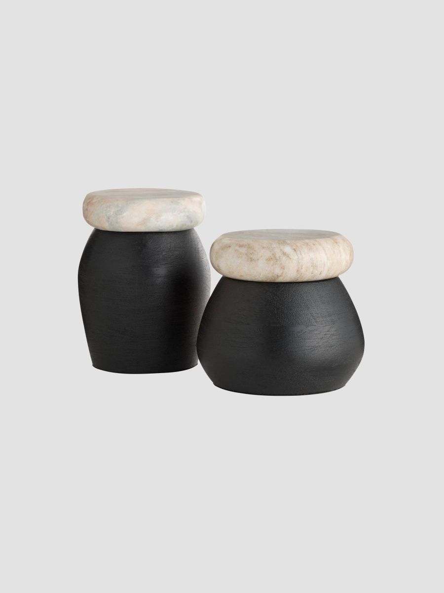 Arteriors Noelle Mango Wood & Marble Containers - Grey