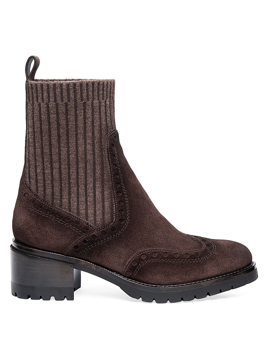 Women's Brogue-Detail Chelsea Booties - Brown - Size 11