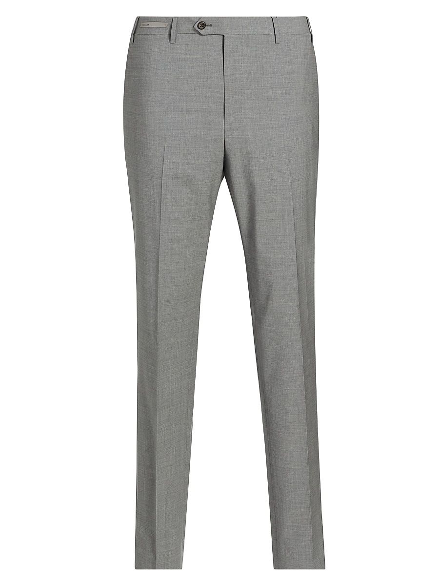 Men's Stretch-Wool Straight-Leg Pants - Light Grey - Size 40