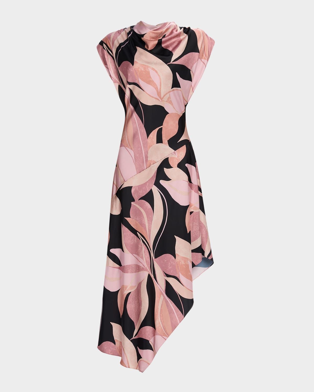 Sally Asymmetric Satin Midi Dress