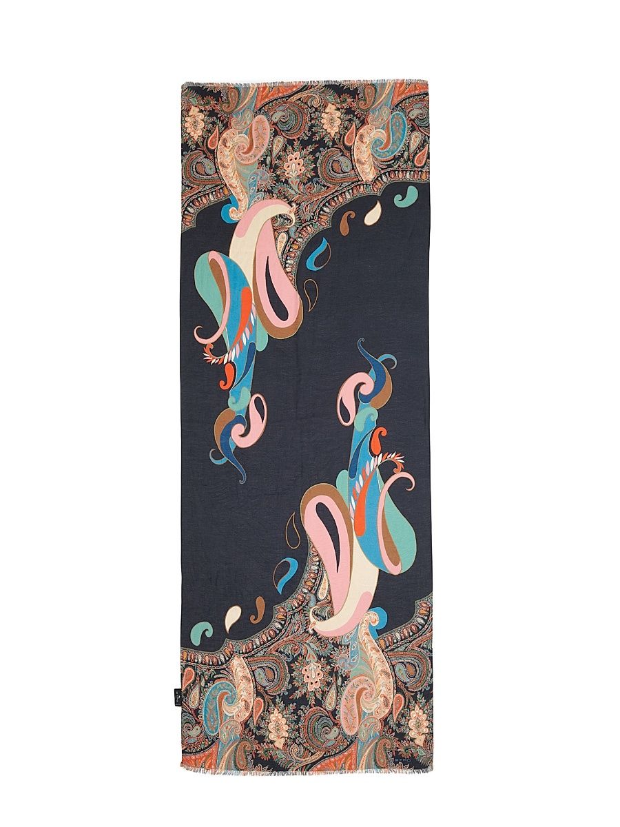 Women's Boheme Paisley Printed Scarf - Printed Black Base