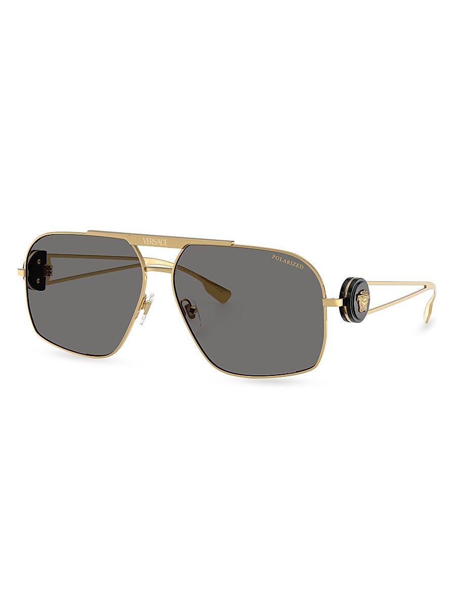 Men's 62MM Pilot Sunglasses - Gold Grey