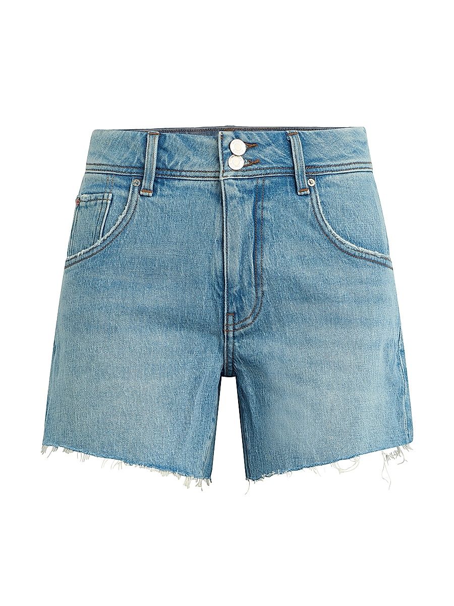 Women's Devon Raw-Edge-Cuff Boyfriend Denim Shorts - Rush - Size 34