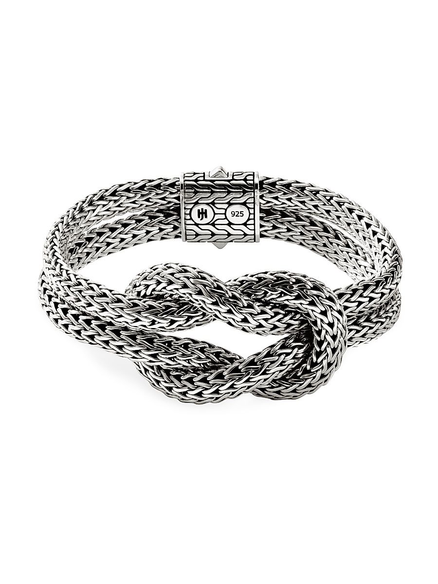 Women's Sterling Silver Knot Chain Bracelet - Silver - Size XL