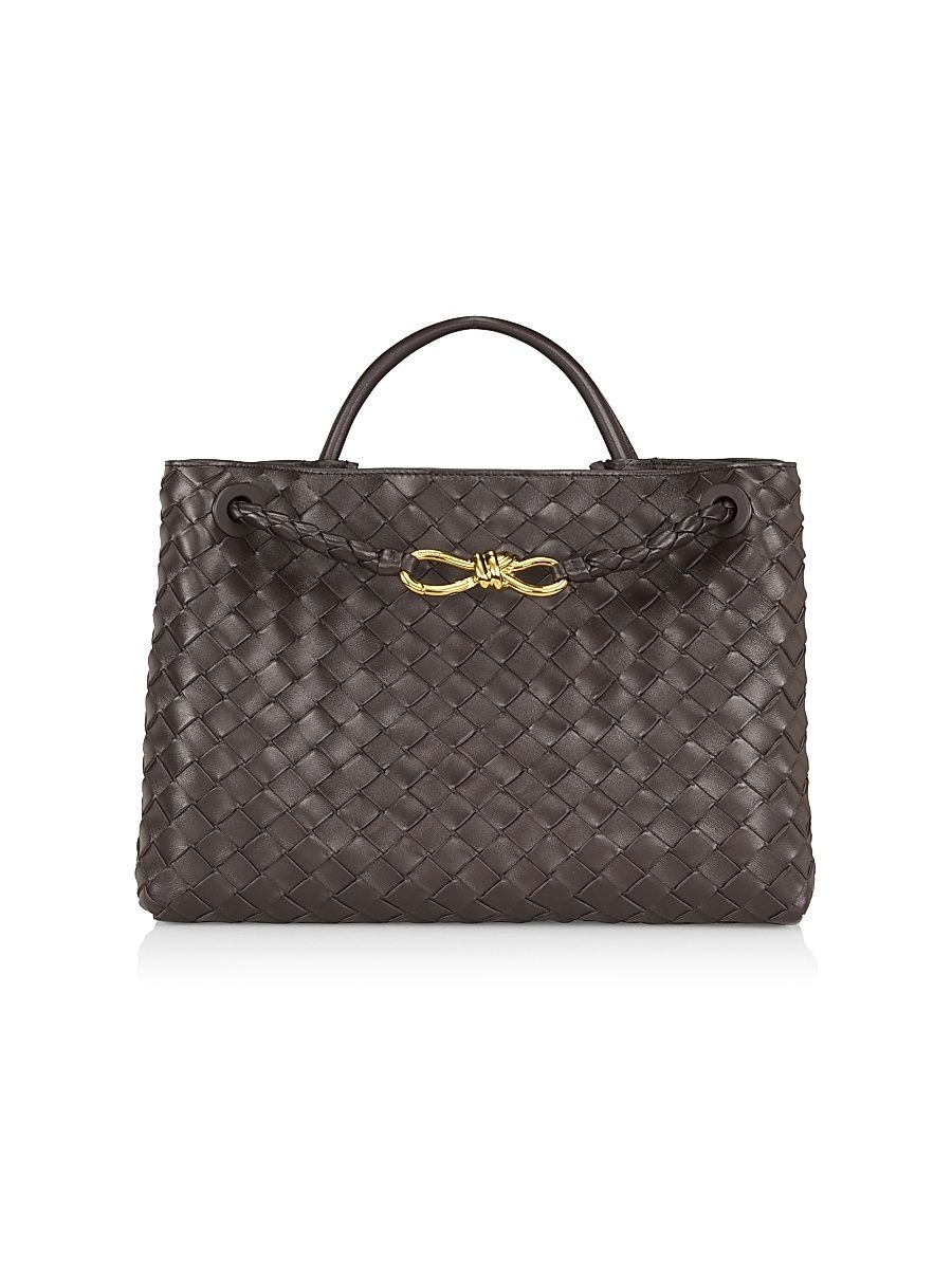 Women's Andiamo Medium Intrecciato Leather Top-Handle Bag - Dark Barolo