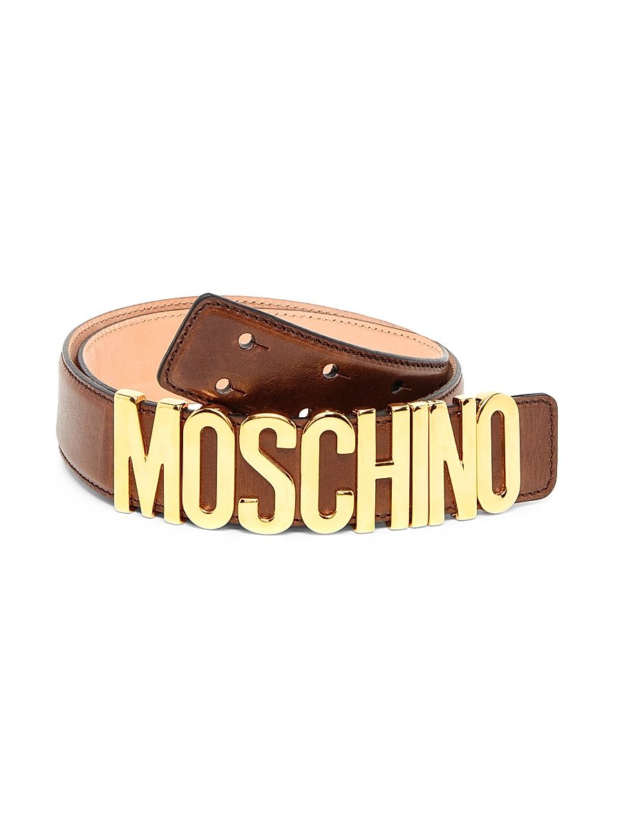 Men's Logo Hardware Leather Belt - Chocolate - Size 46