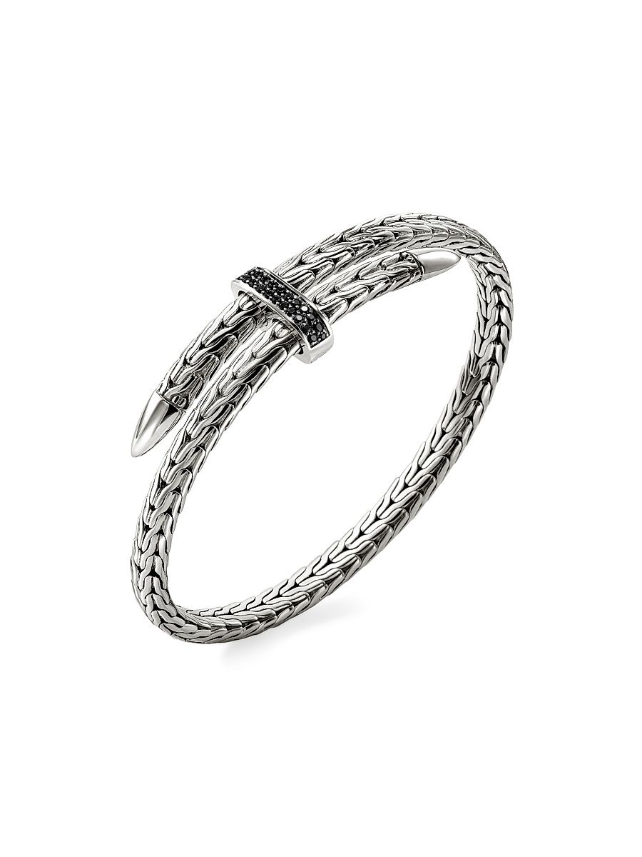 Women's Spear Flex Sterling Silver & Black Sapphire Cuff - Silver