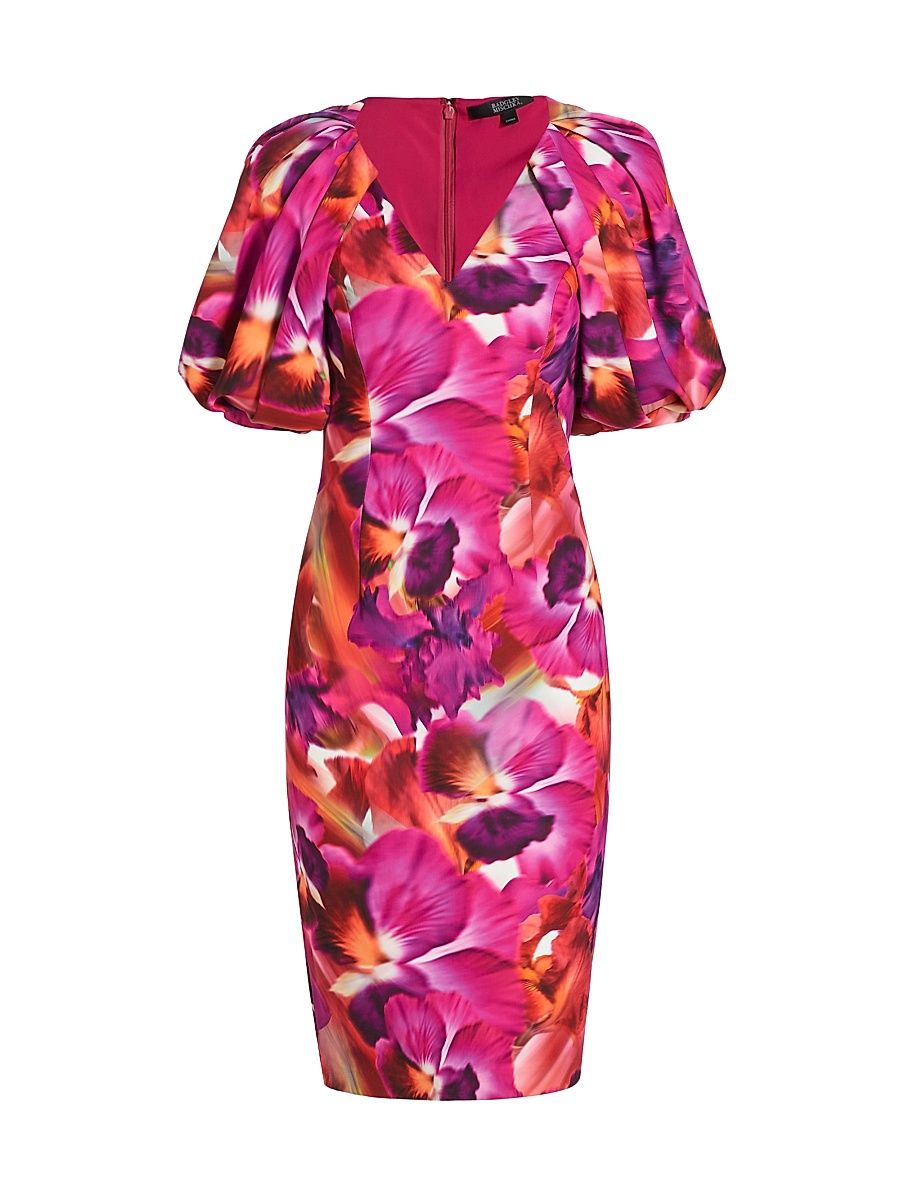 Women's Floral Knee-Length Dress - Purple Multi - Size 2