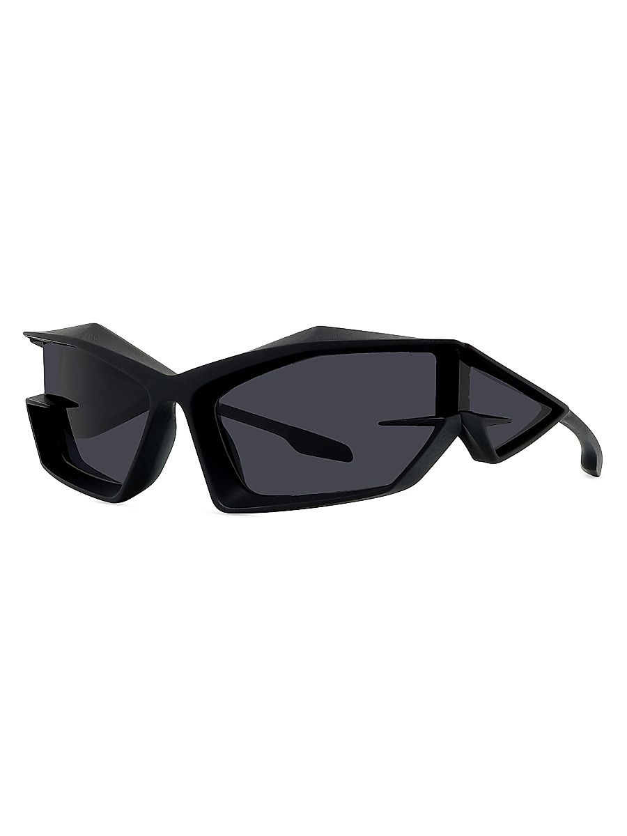 Men's GivCut 69MM Geometric Sunglasses - Matte Black Smoke