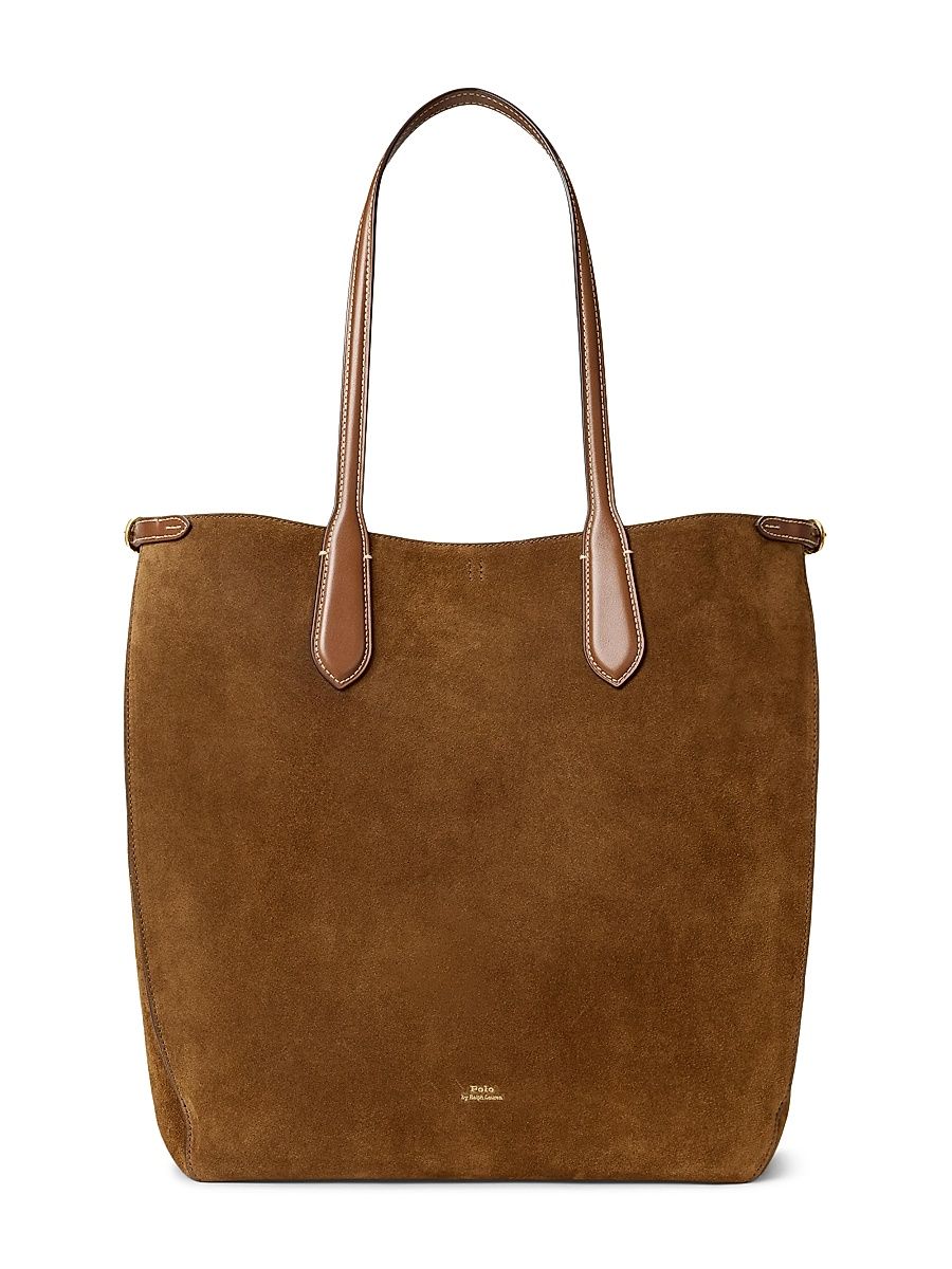 Women's Suede North-South Tote - Cinnamon And Cuoio