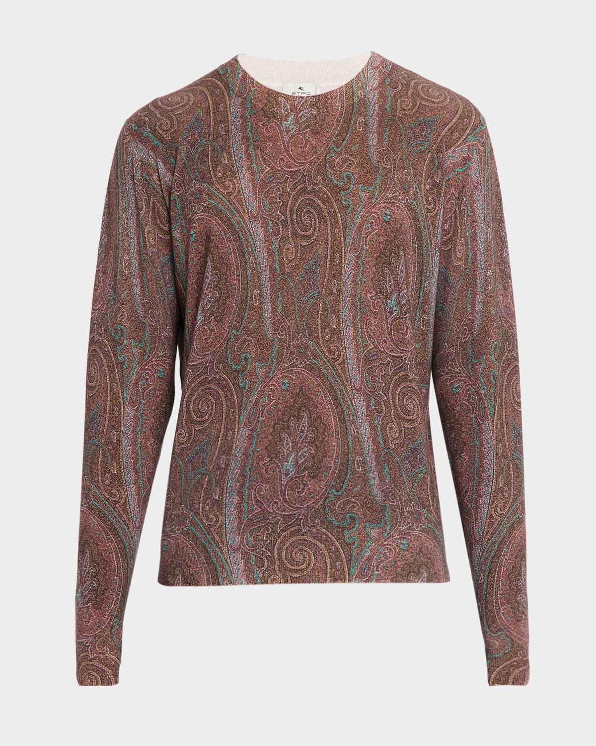 Men & apos;s Silk and Cashmere Multi-Paisley Crewneck Sweater