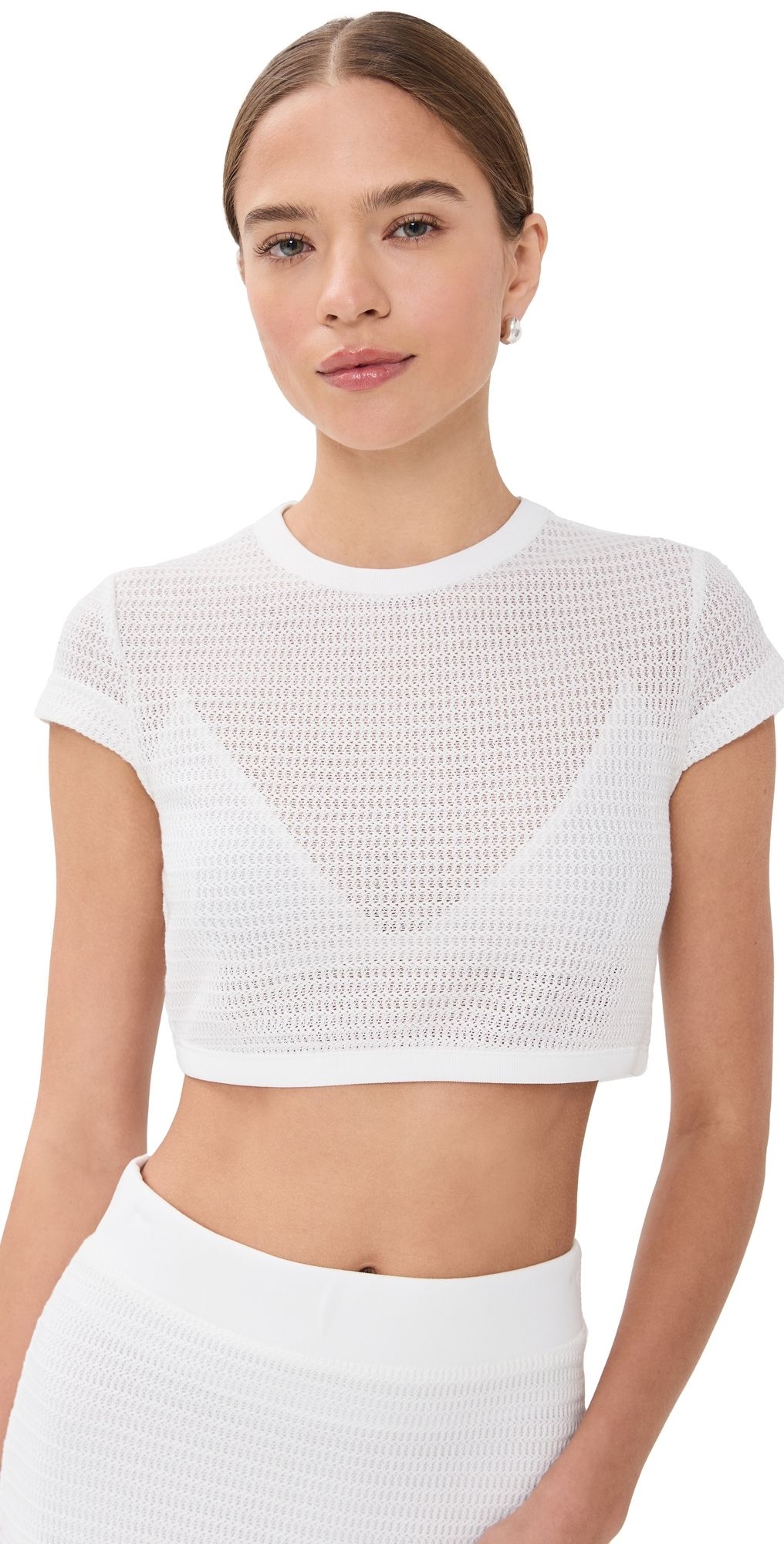 SIMKHAI Lidie Short Sleeve Top Chocolate M