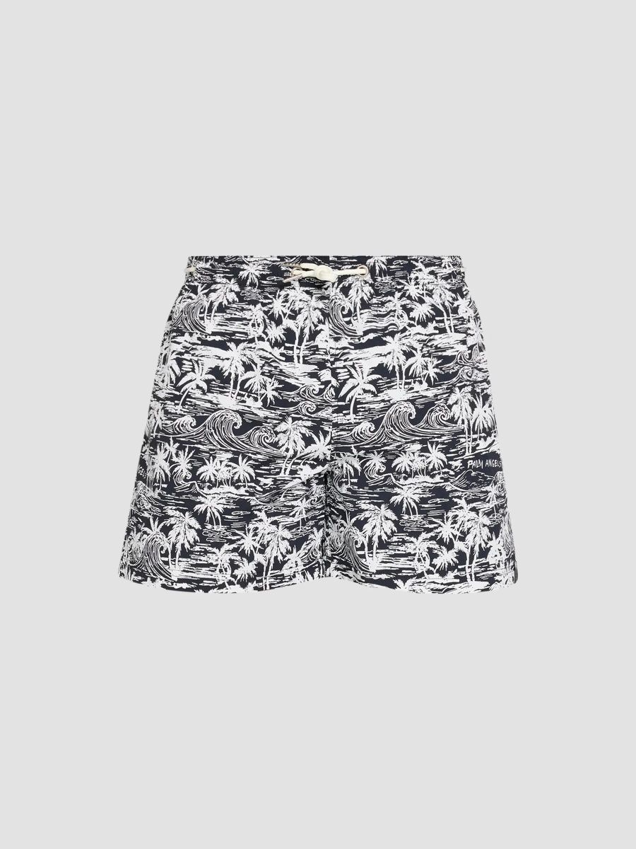 Palm Angels Men's Palm Waves Swim Shorts - Black Offwhite - Size XXL