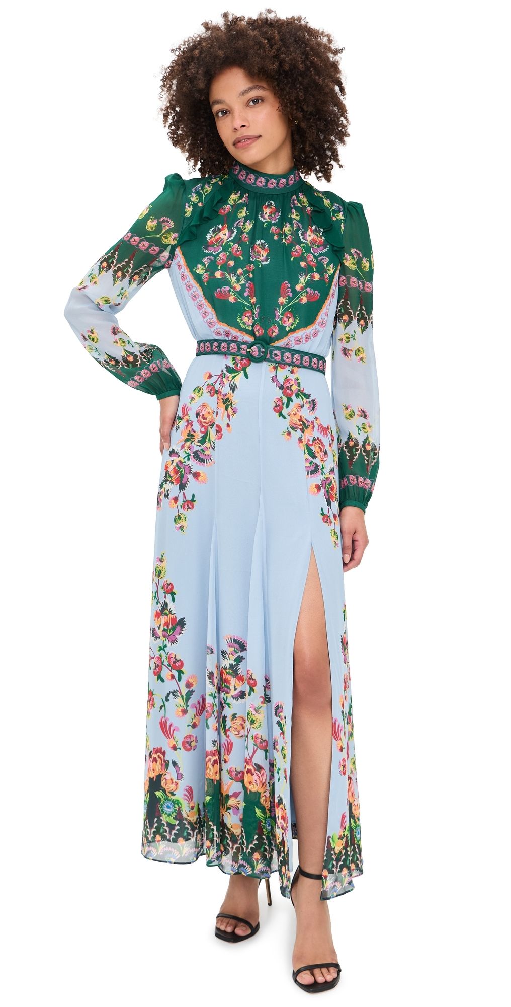 SALONI Jacqui-B Printed Dress Saffier Trellis Plmt 8