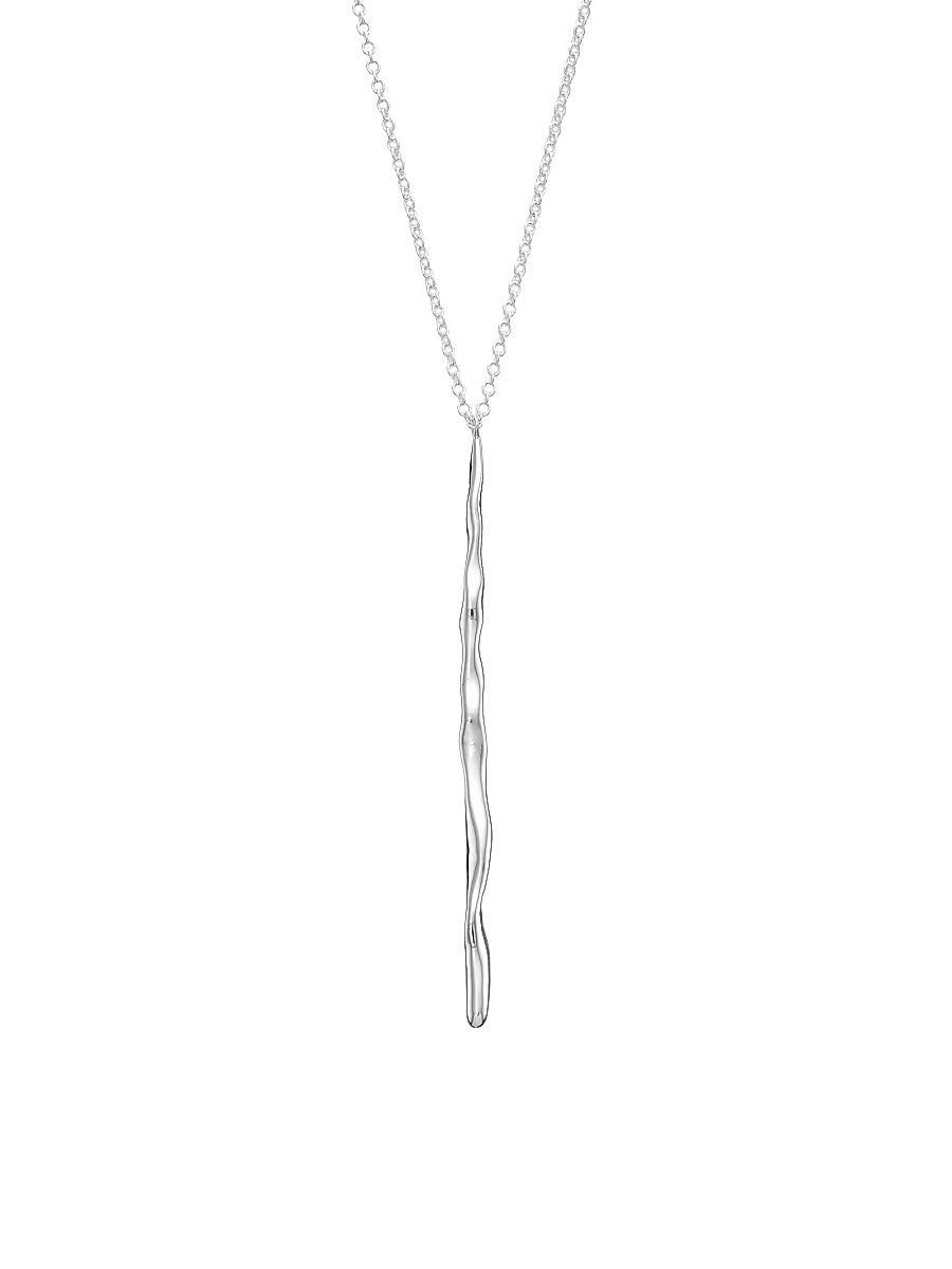 Women's Classico Long Squiggle Stick Silver Pendant Necklace - Silver - Size 16