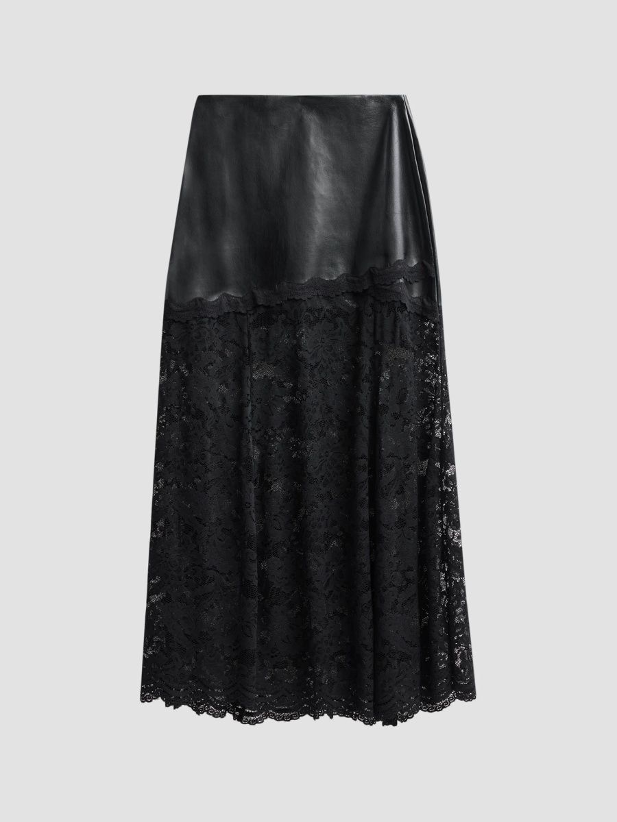 Generation Love Women's Perrine Lace & Faux Leather Maxi Skirt - Black - Size XS
