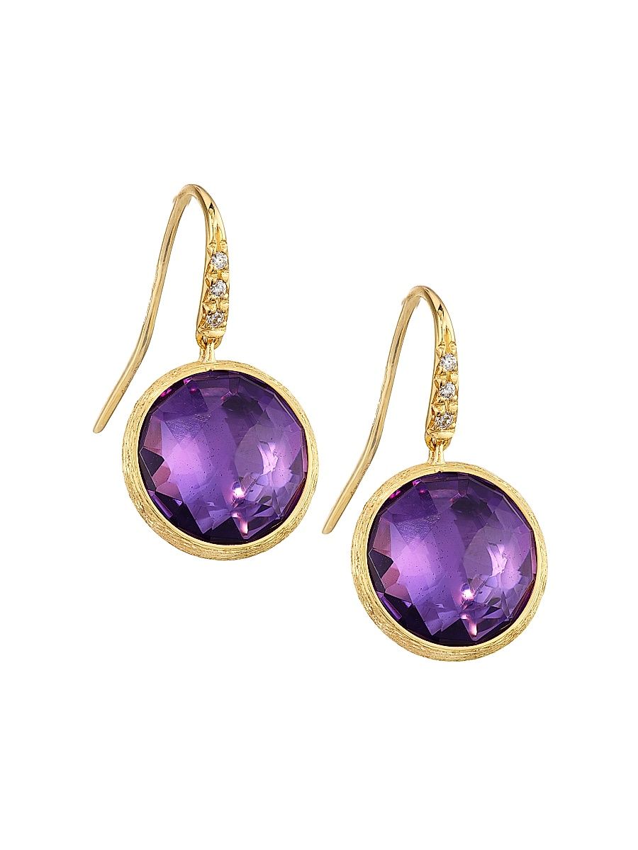 Women's Jaipur Color 18K Yellow Gold, Amethyst & 0.05 TCW Diamond Drop Earrings - Gold