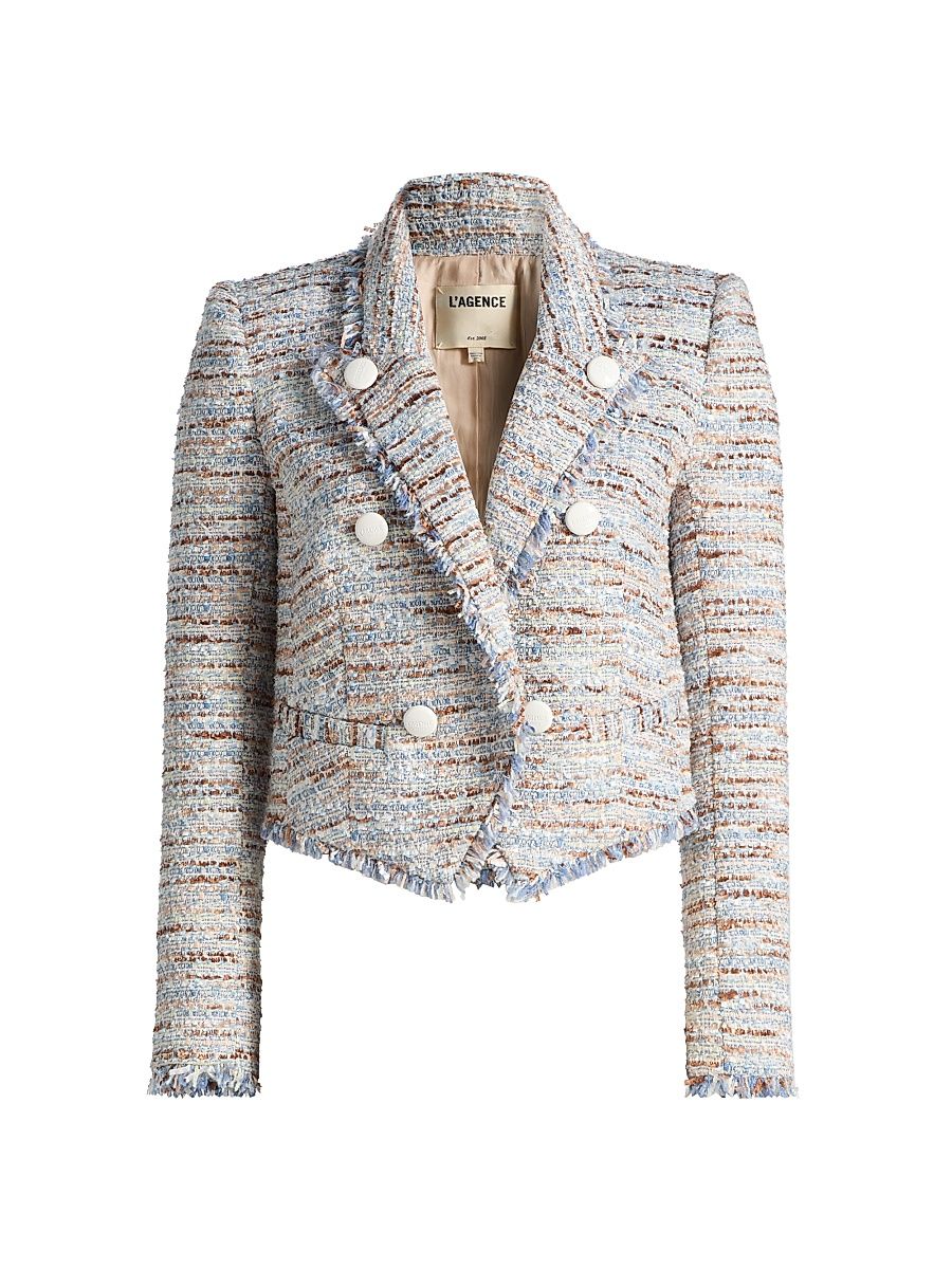 Women's Marv Boxy Tweed Blazer - Blue Beige Tweed - Size 12