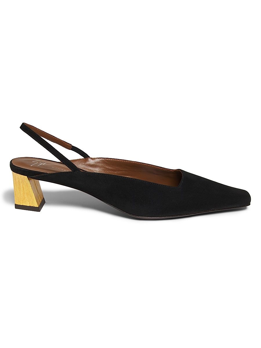 Women's 45MM Suede Slingback Pumps - Nero Oro - Size 9.5