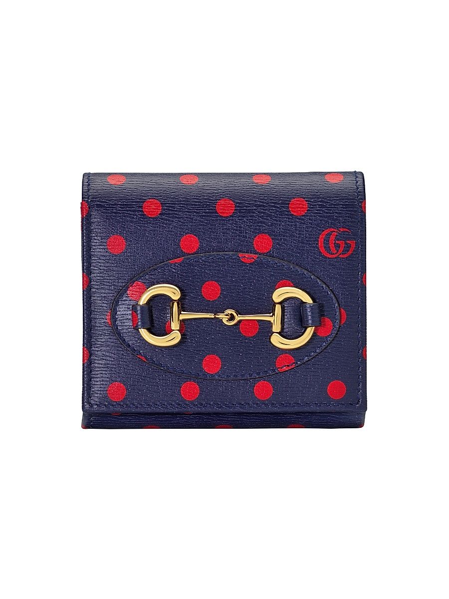 Women's Printed Leather Bit Wallet - Blue Red Sailor Blu