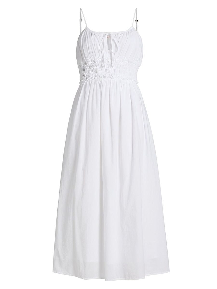 Women's Jessa Shirred Waist Midi-Dress - White - Size XS