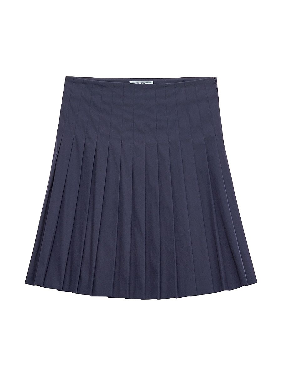 Women's Pleated Poplin Mini Skirt - Blue - Size 8