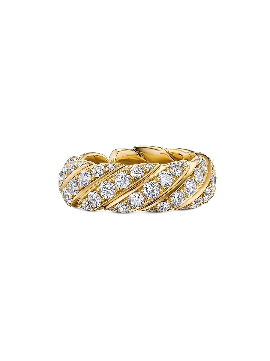 Women's Sculpted Cable Flex Band Ring in 18K Yellow Gold - Diamond - Size 6