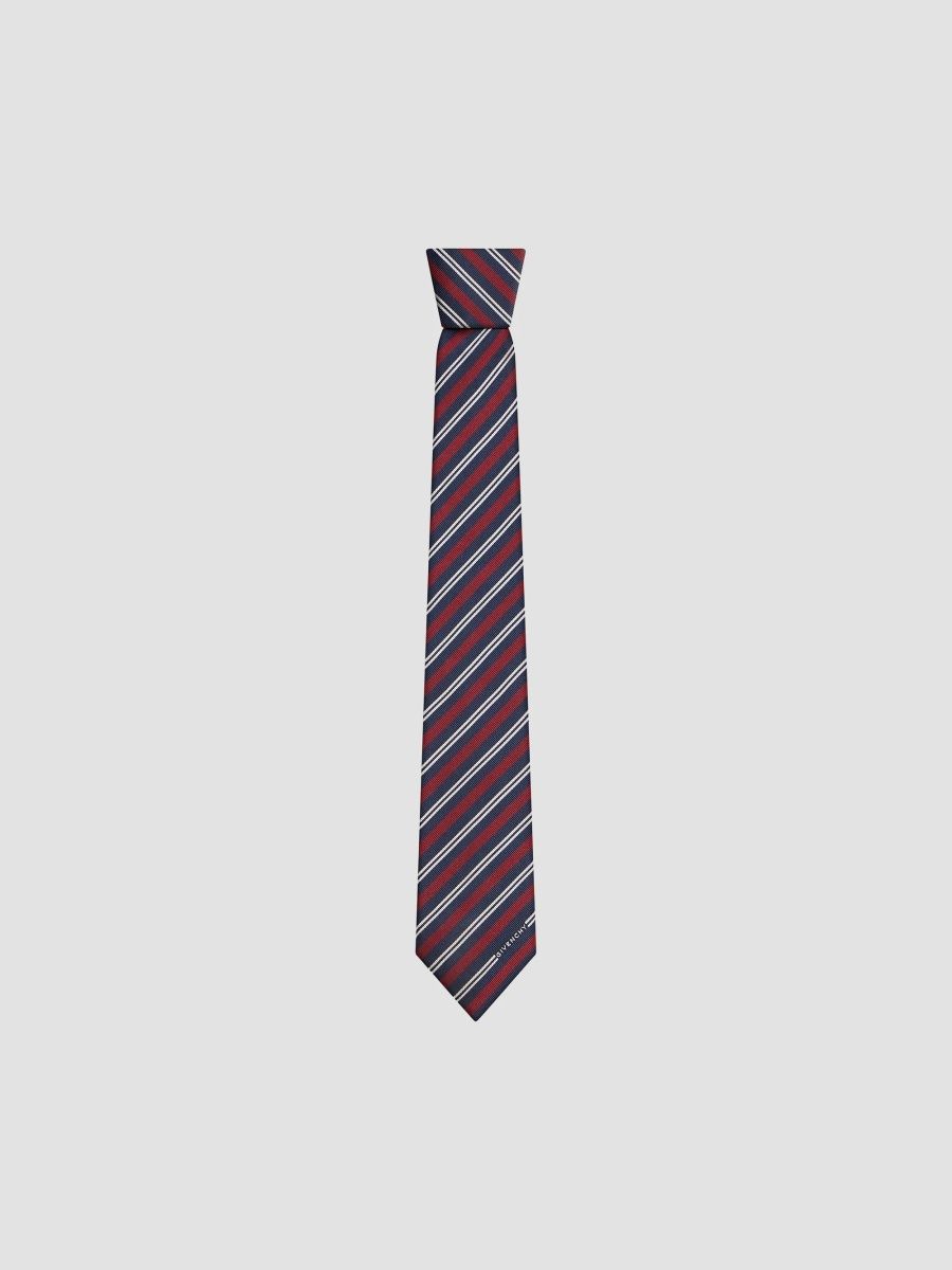 Givenchy Men's Thin Stripes Tie in Silk Gros Grain - Navy Red