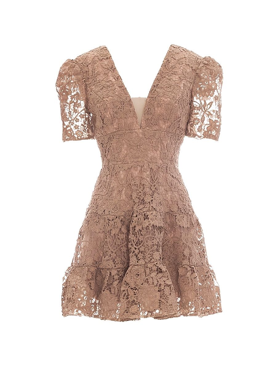 Women's Hallie Lace Cocktail Minidress - Warm Taupe - Size XXL