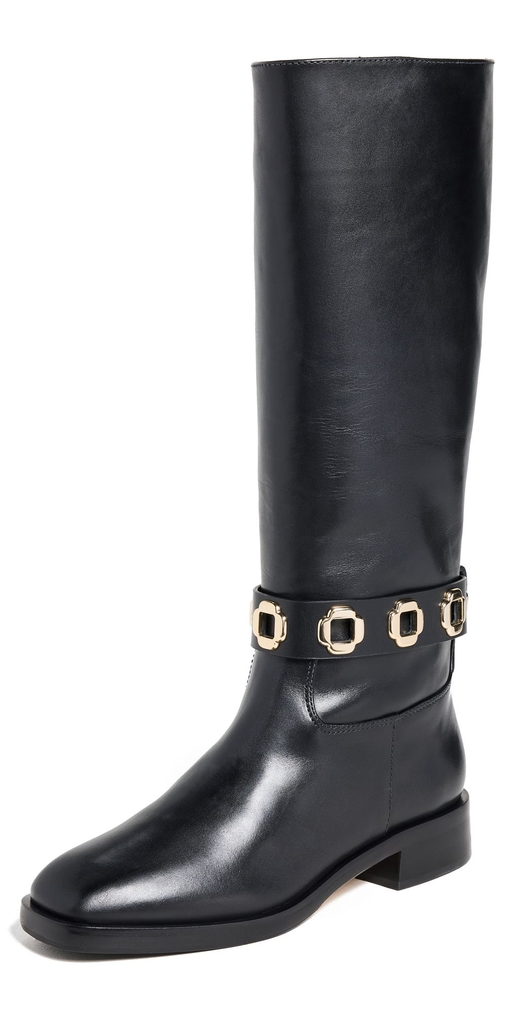 Larroudé Milan Flat Riding Boots Black 5