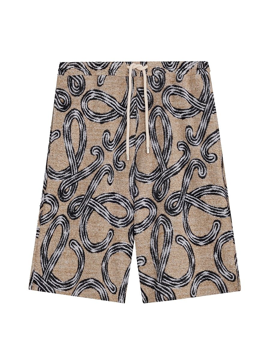 Men's LOEWE x Paula's Ibiza Towel Terry Jacquard Shorts - Beige Black - Size Small