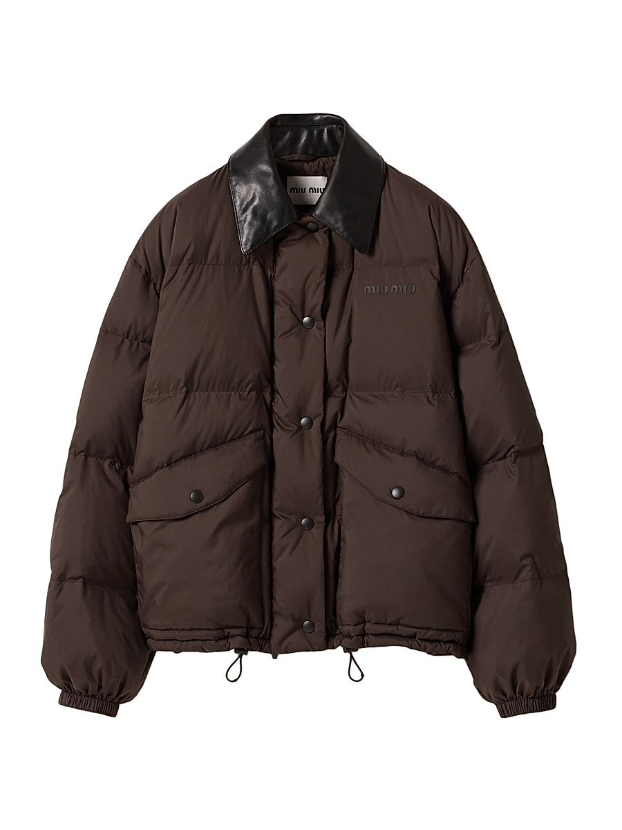 Women's Technical Pongé Cropped Down Jacket - Brown - Size 12